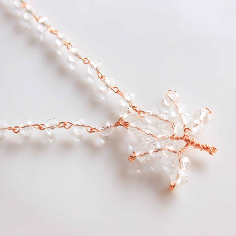 Collar Arbol Cristal en Oro Rosa